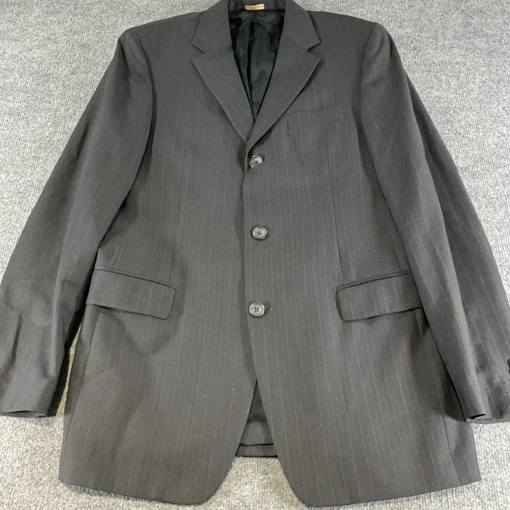 Banana Republic Modern Mens Blazer 42L Wool Charcoal Gray Pinstripe 3 Button Sui